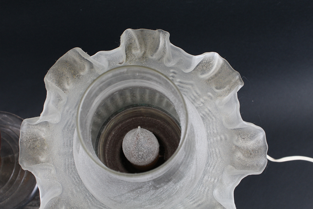 Pair of Clear Glass Converted Oil Lamps