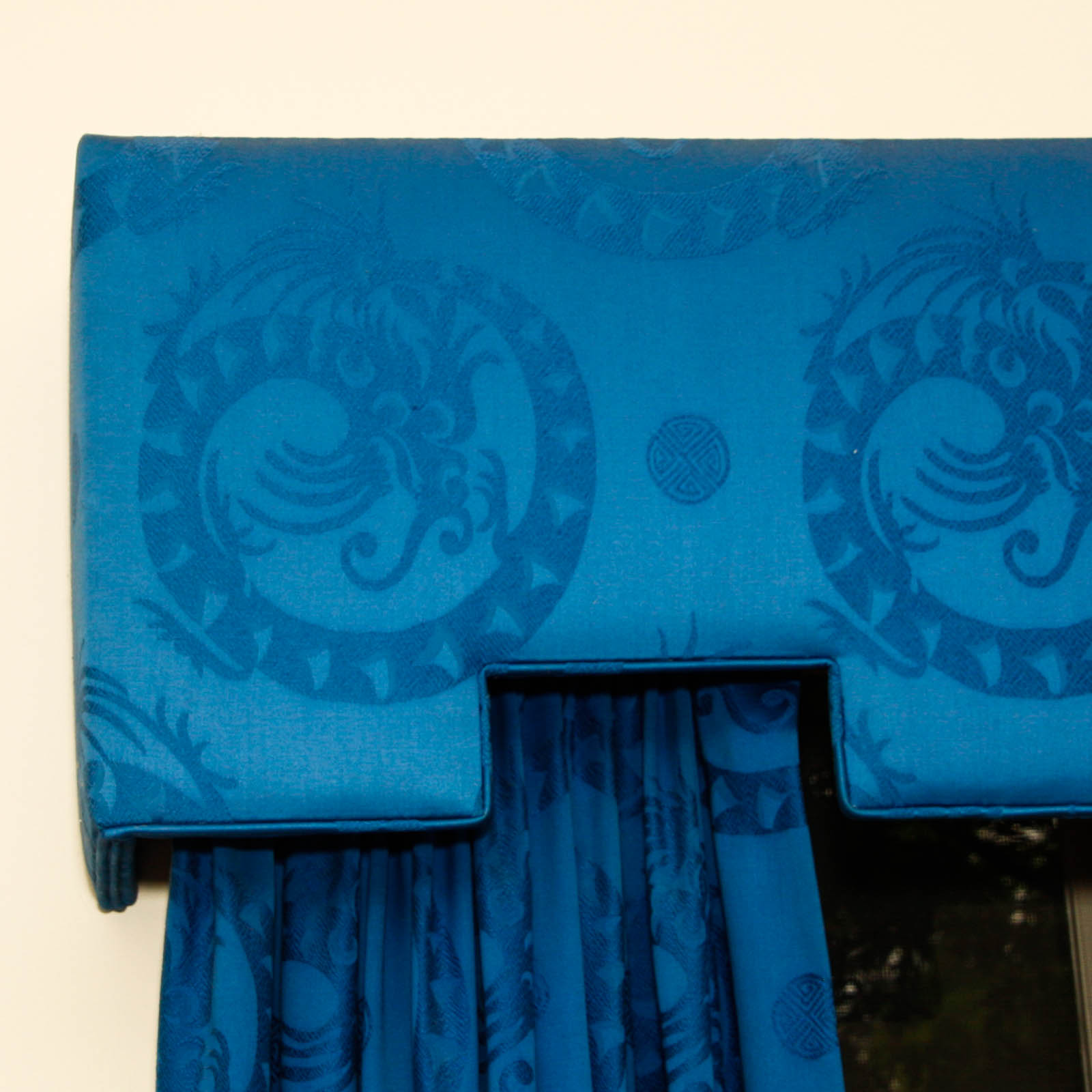 Brocade Curtains and Window Treatments with Dragon Motif