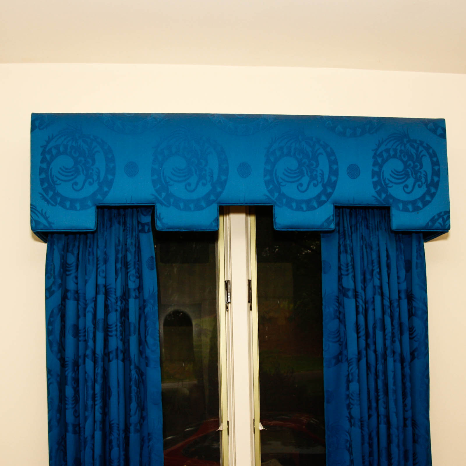 Brocade Curtains and Window Treatments with Dragon Motif