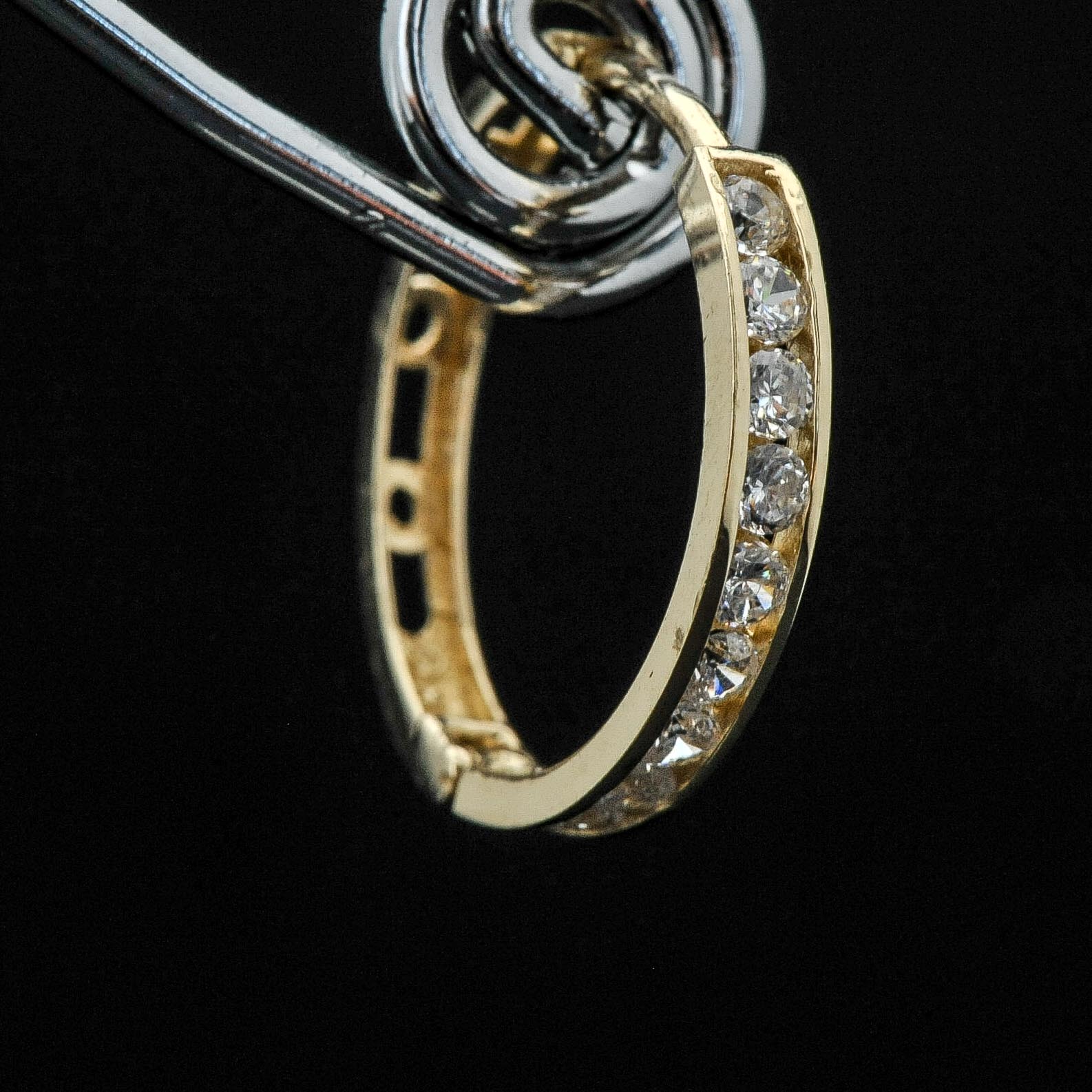 14k Yellow Gold Cubic Zirconia Hoop Earrings