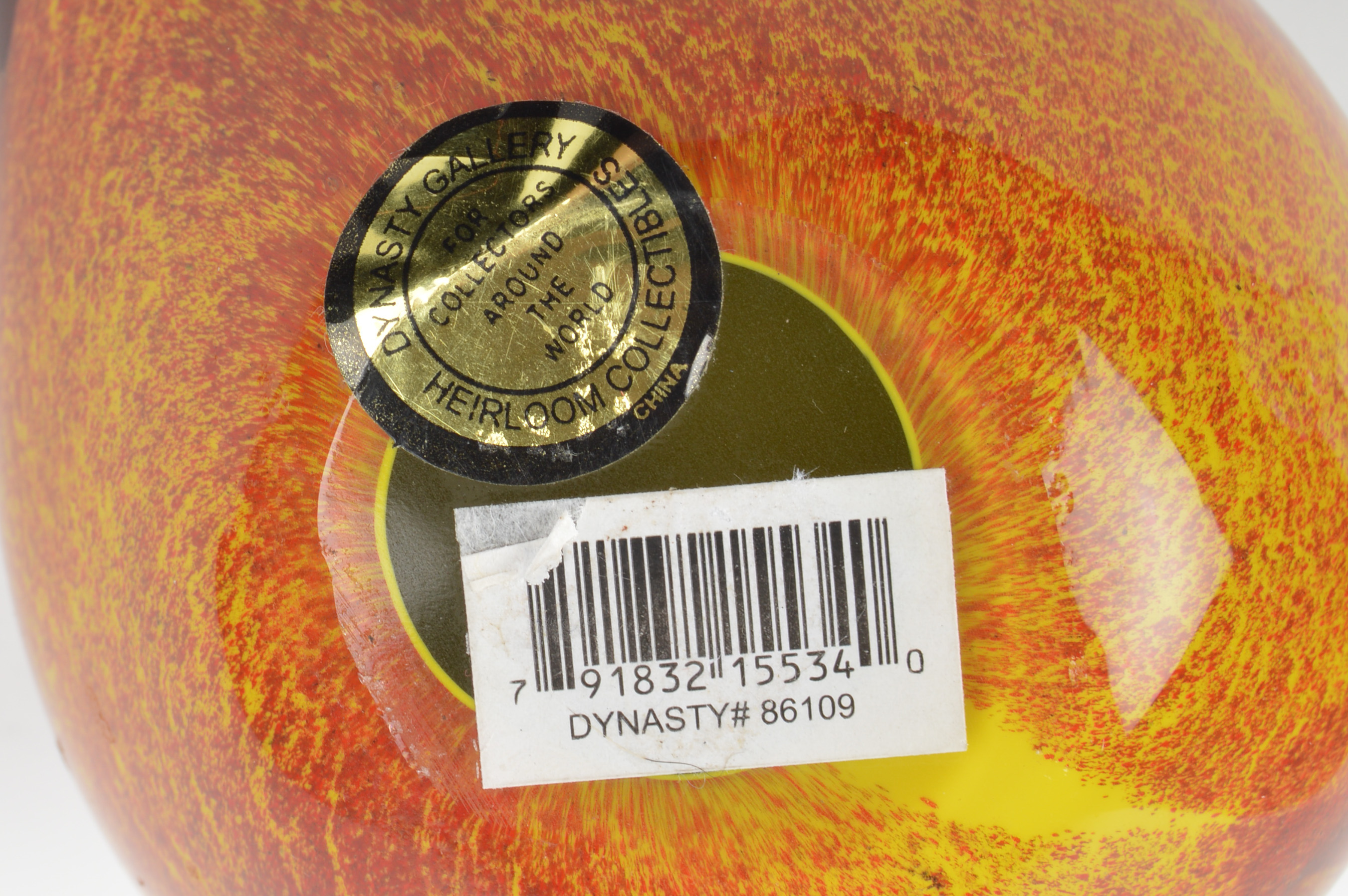 Dynasty Gallery Art Glass Peach and Fenton October Birthstone Bear