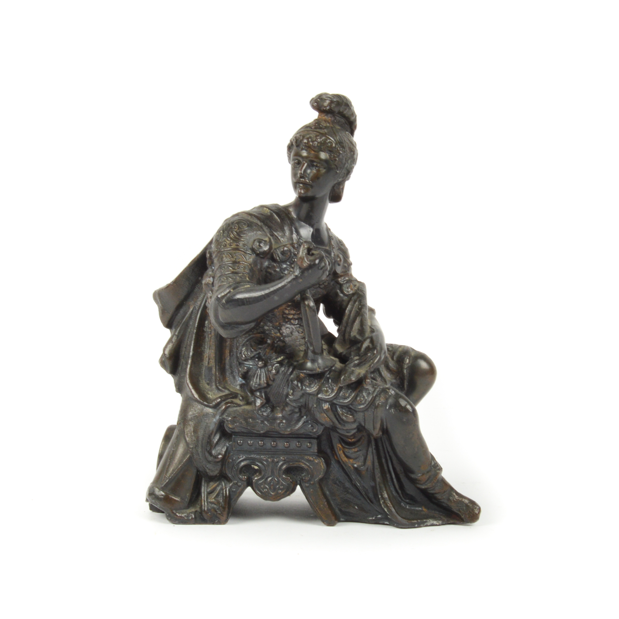 Art Nouveau Cast Spelter Roman Centurian Clock Topper