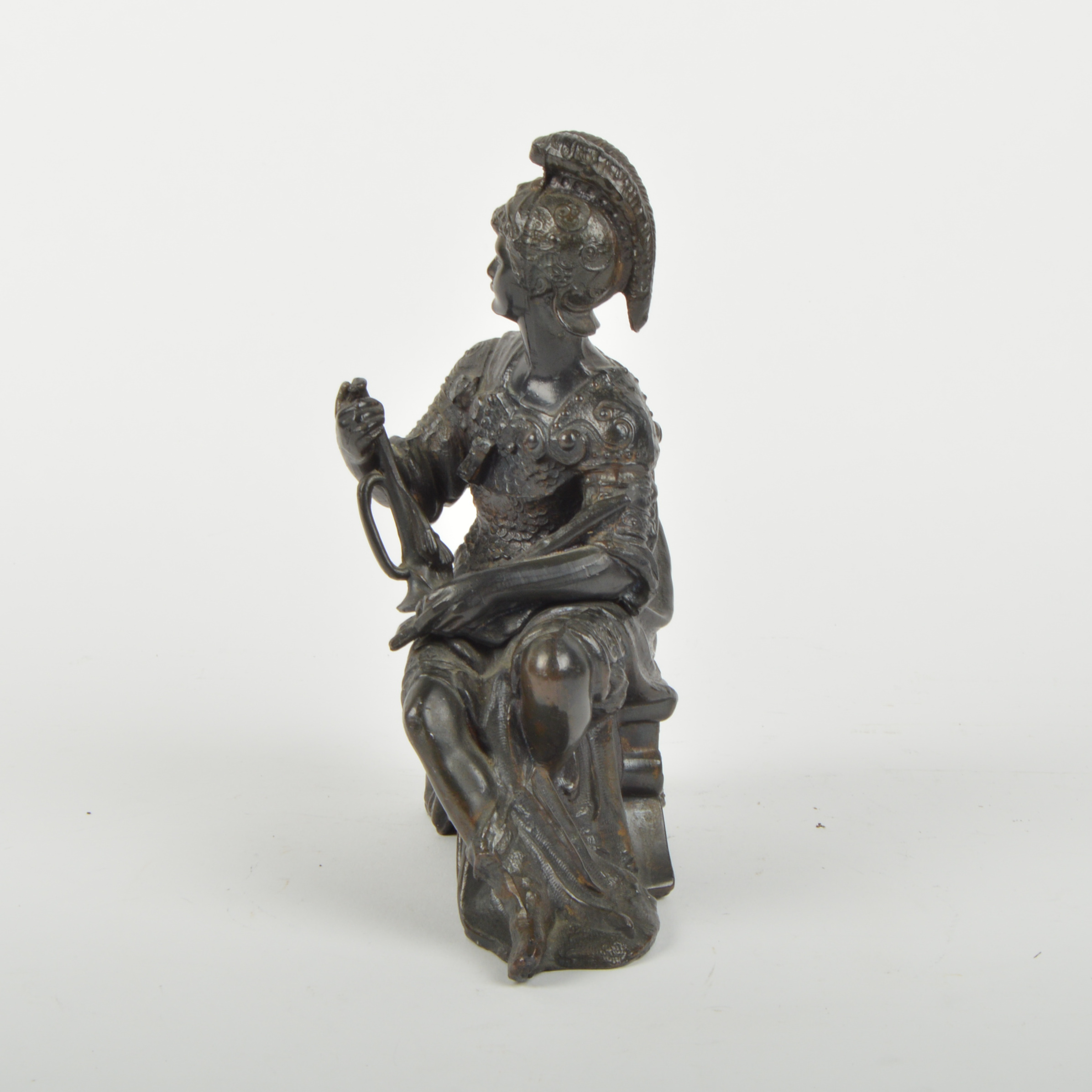 Art Nouveau Cast Spelter Roman Centurian Clock Topper