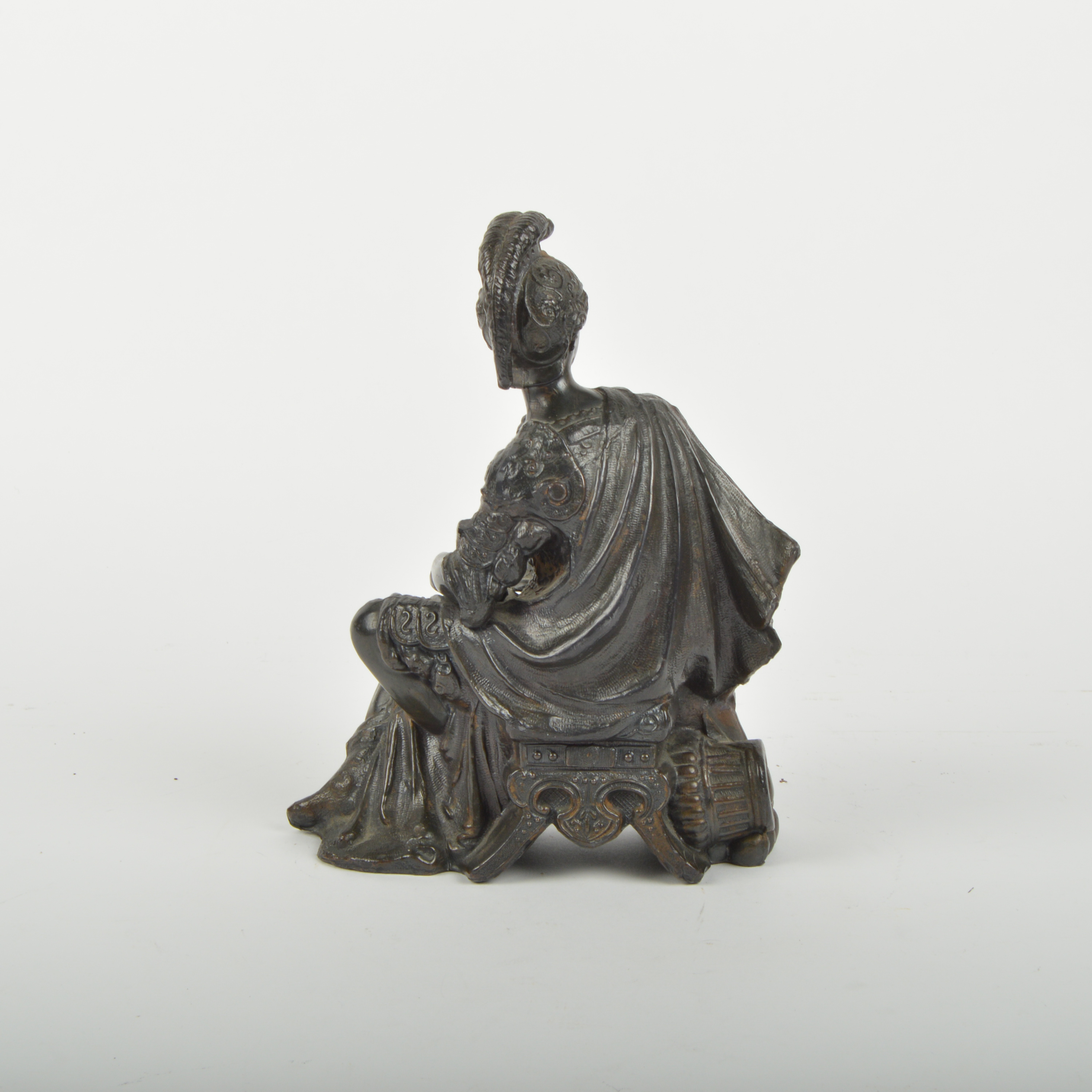 Art Nouveau Cast Spelter Roman Centurian Clock Topper