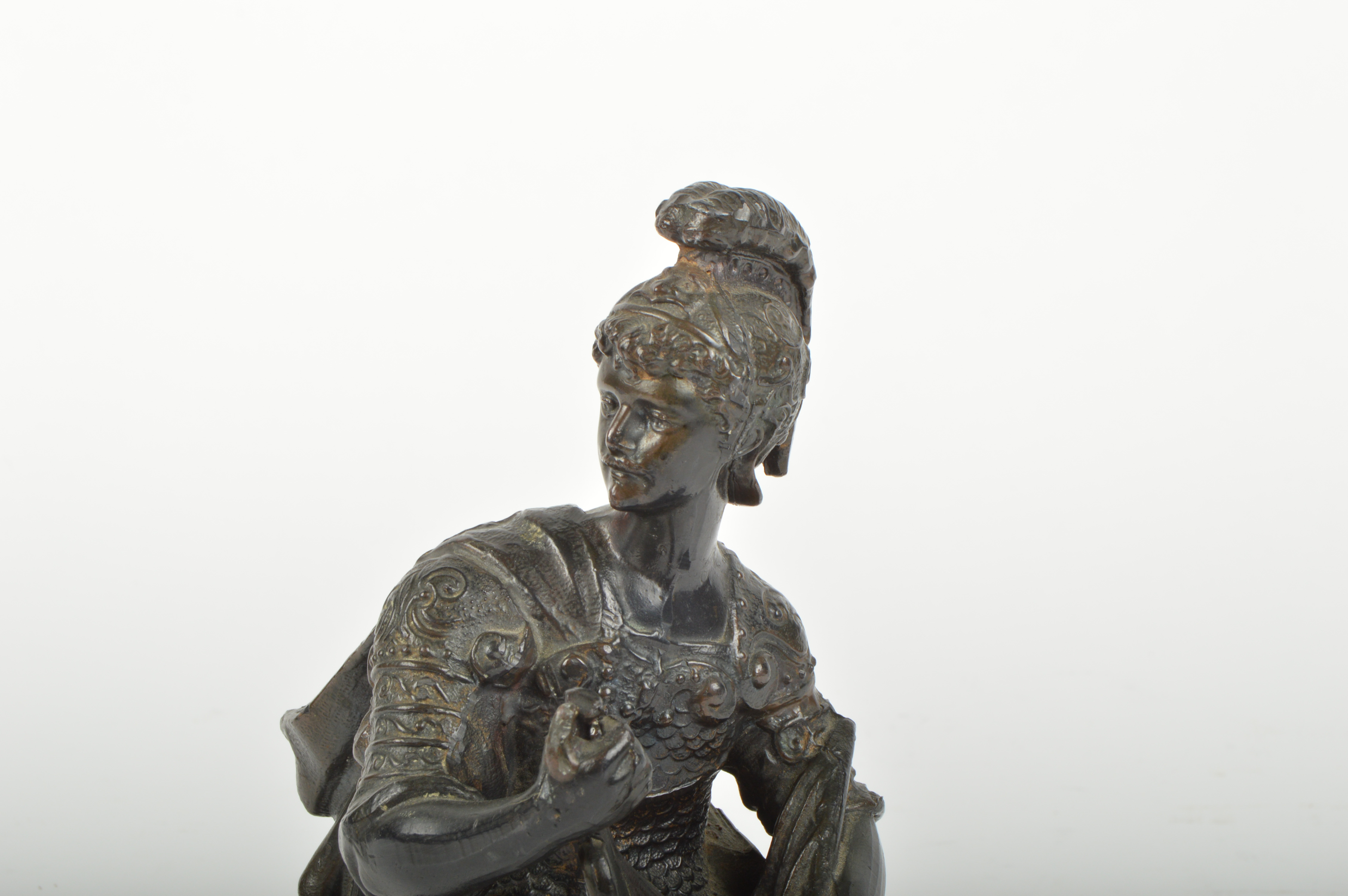 Art Nouveau Cast Spelter Roman Centurian Clock Topper