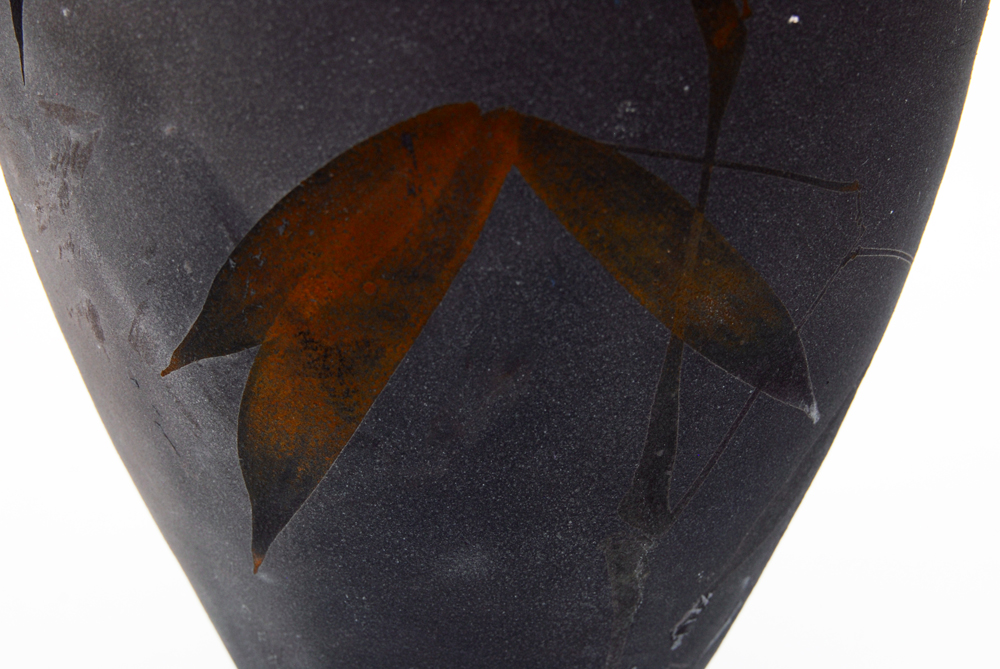 A. Jeffrey Zigulis Bamboo Raku Fired Ceramic Vase