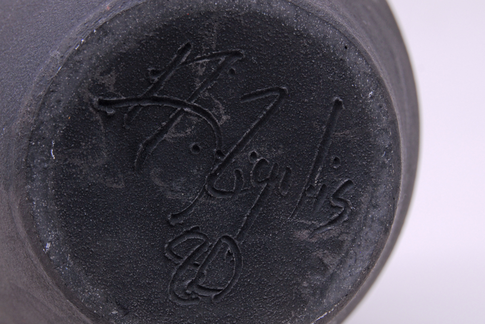 A. Jeffrey Zigulis Bamboo Raku Fired Ceramic Vase