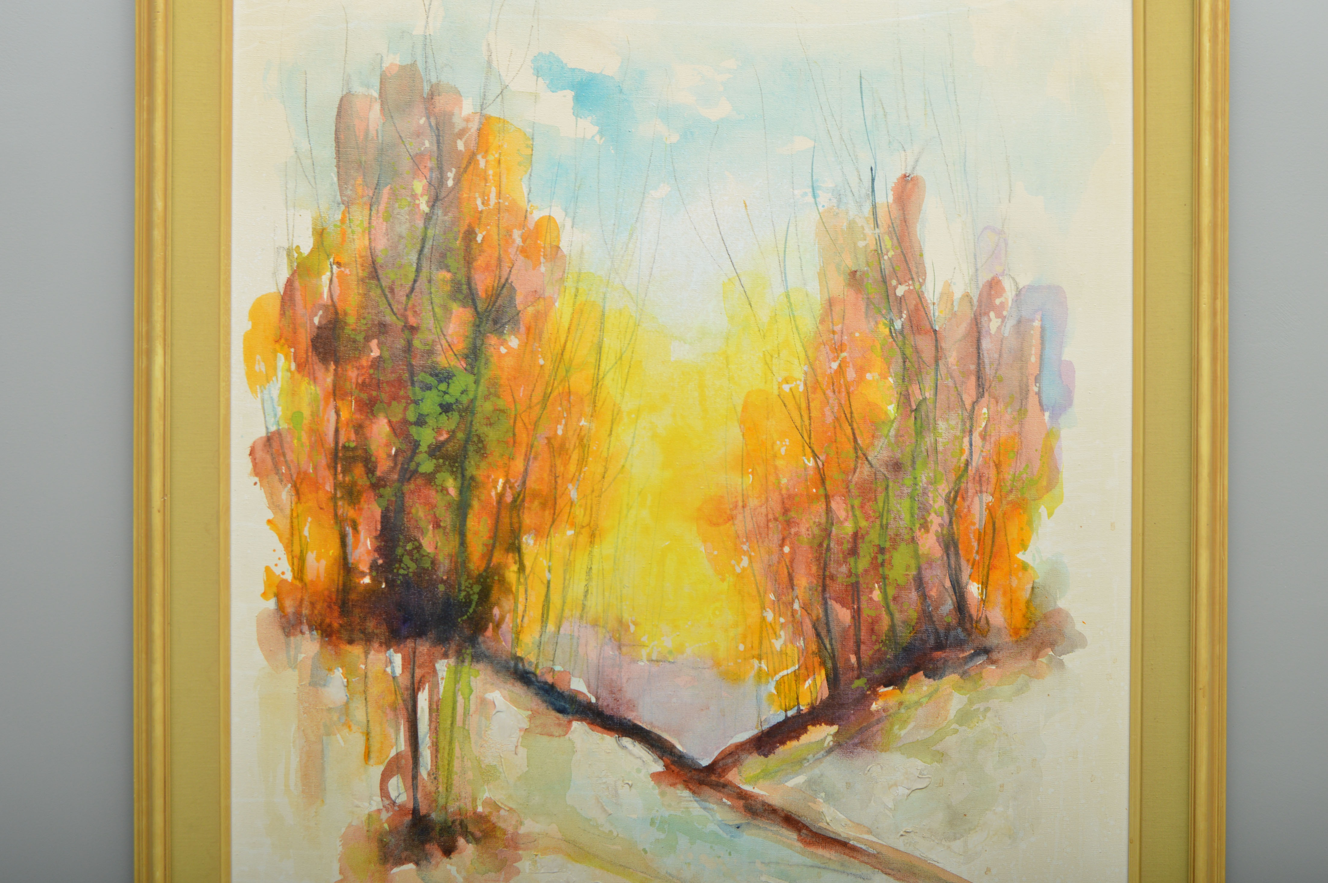 Large Mid Century Modern John Bordin Oil Painting on Canvas