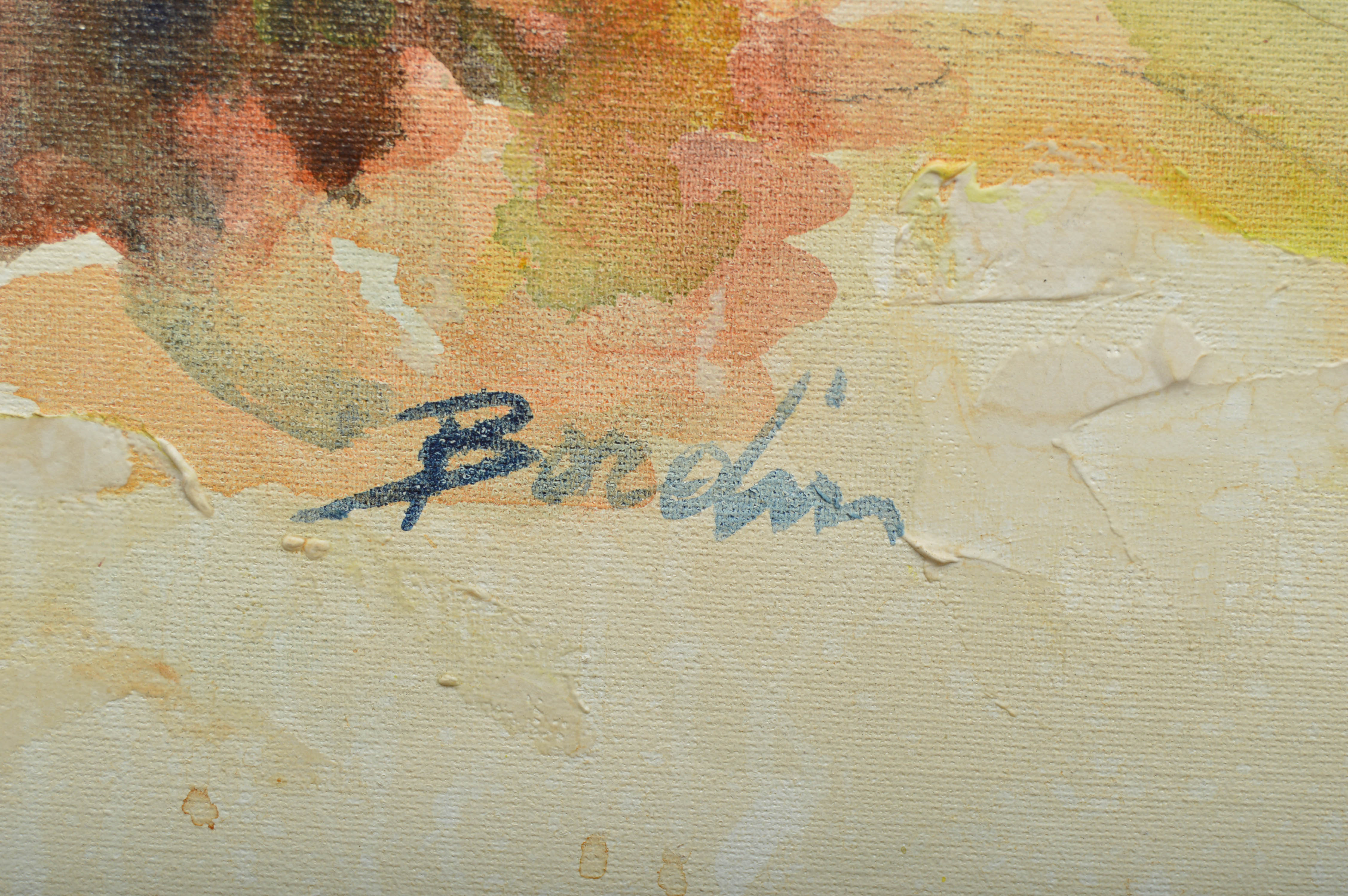 Large Mid Century Modern John Bordin Oil Painting on Canvas