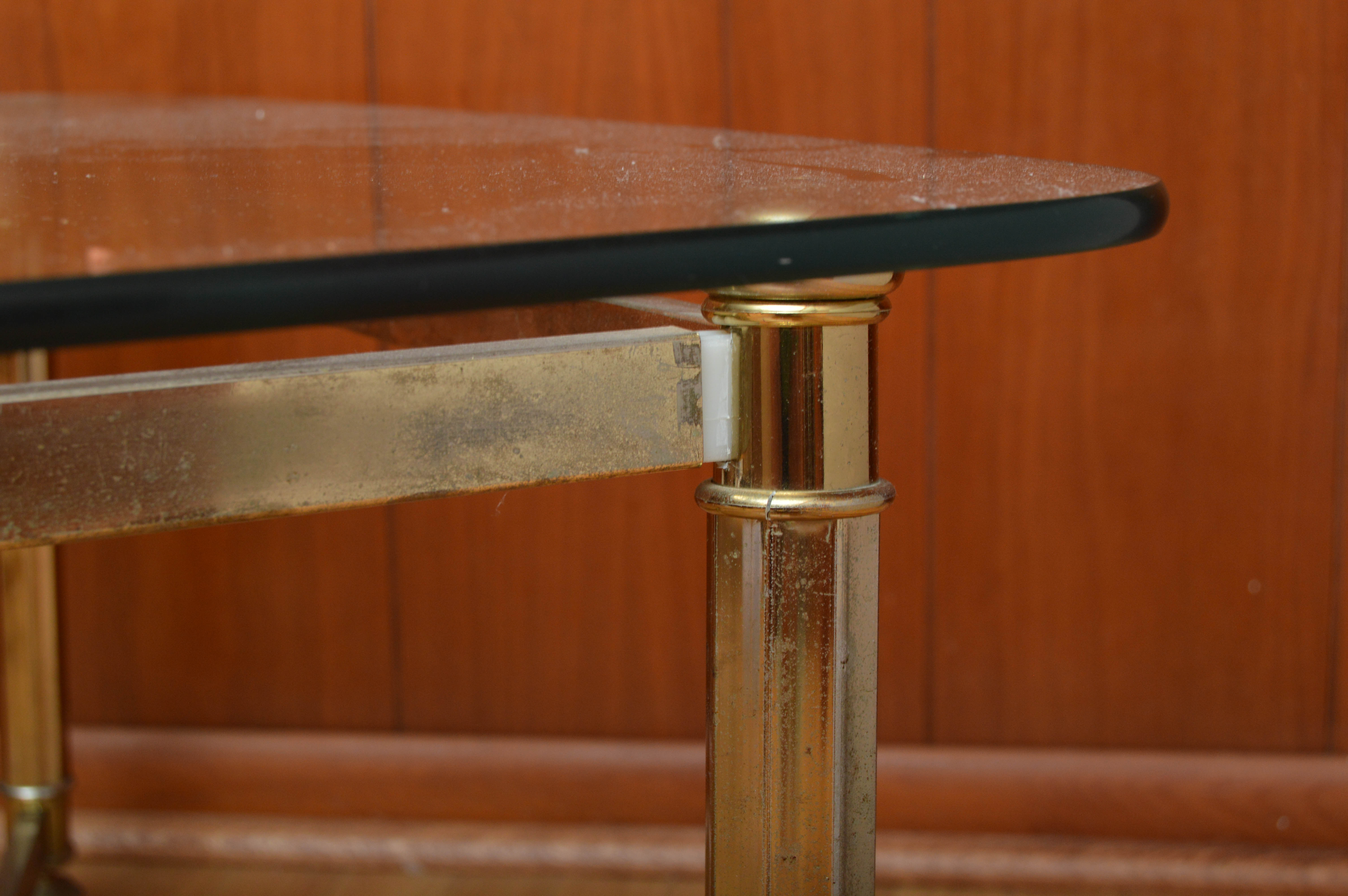 Glass Coffee Table with Brass Base