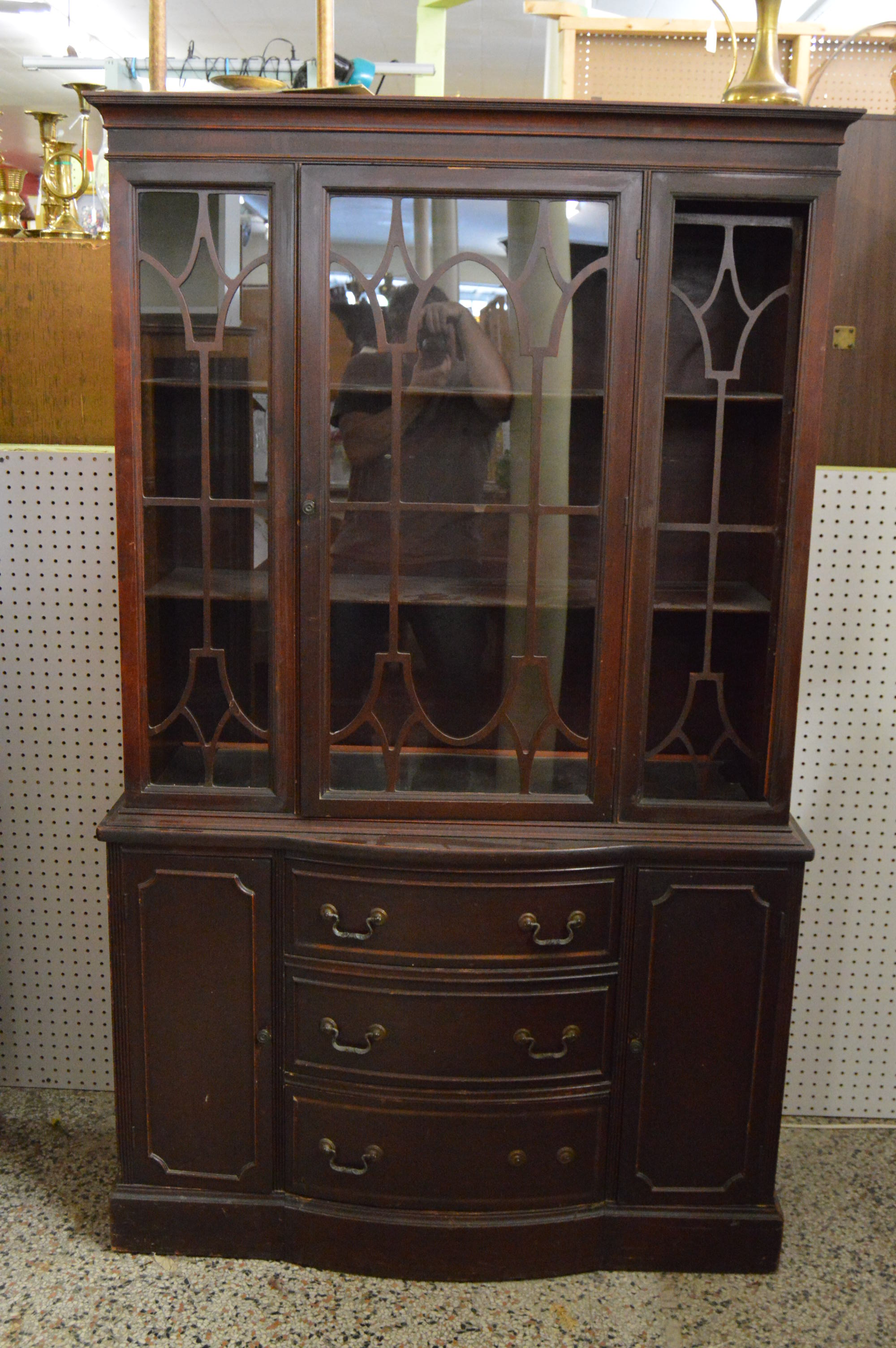 Mahogany Bow Front Hutch