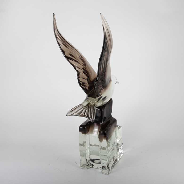 Hand Blown Art Glass Bird Statue