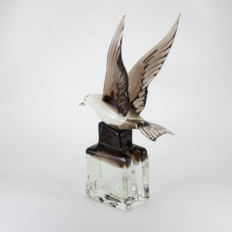Hand Blown Art Glass Bird Statue
