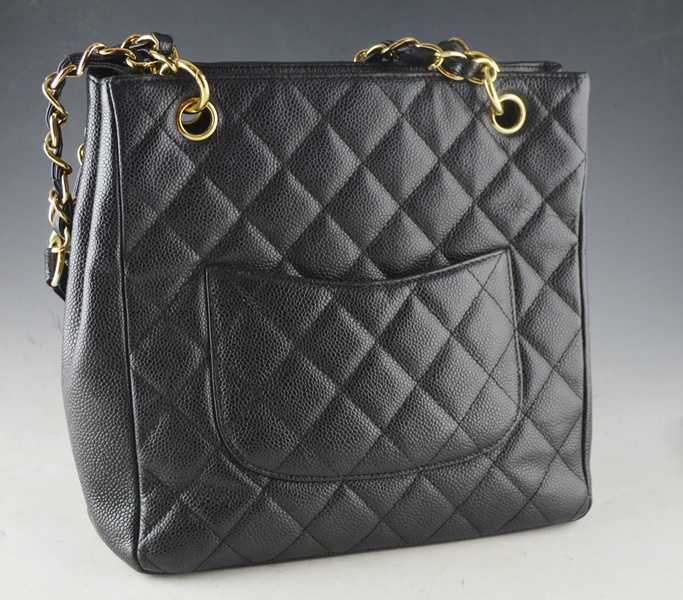 Chanel Black Quilted Caviar Leather Handbag