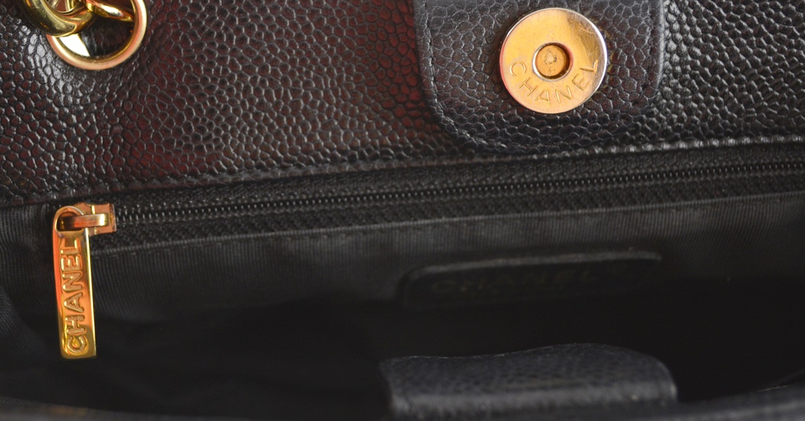 Chanel Black Quilted Caviar Leather Handbag