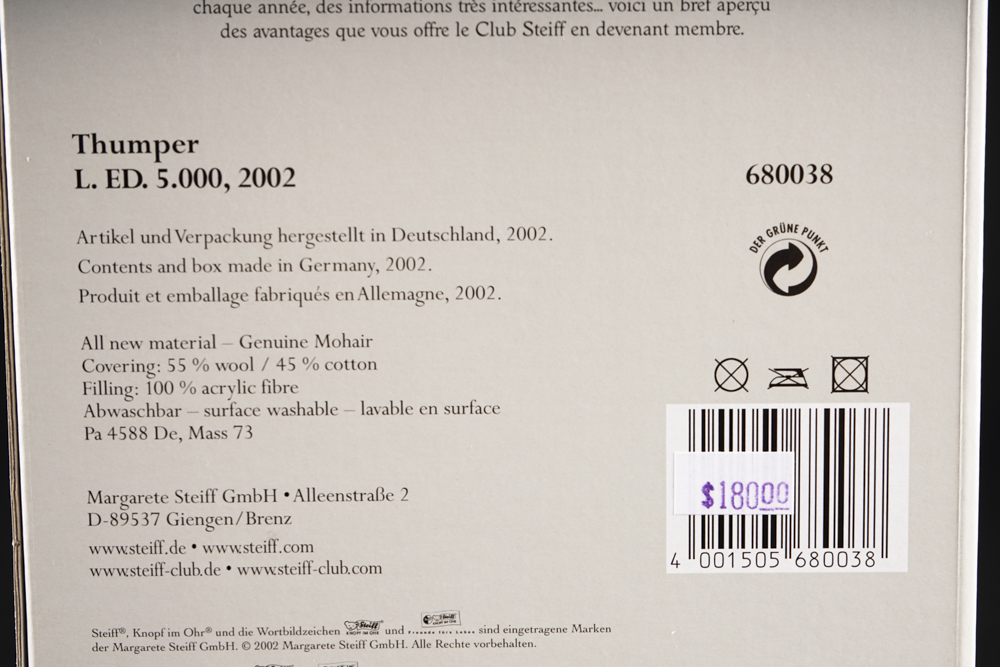 Steiff Disney Showcase Collection Thumper from Bambi