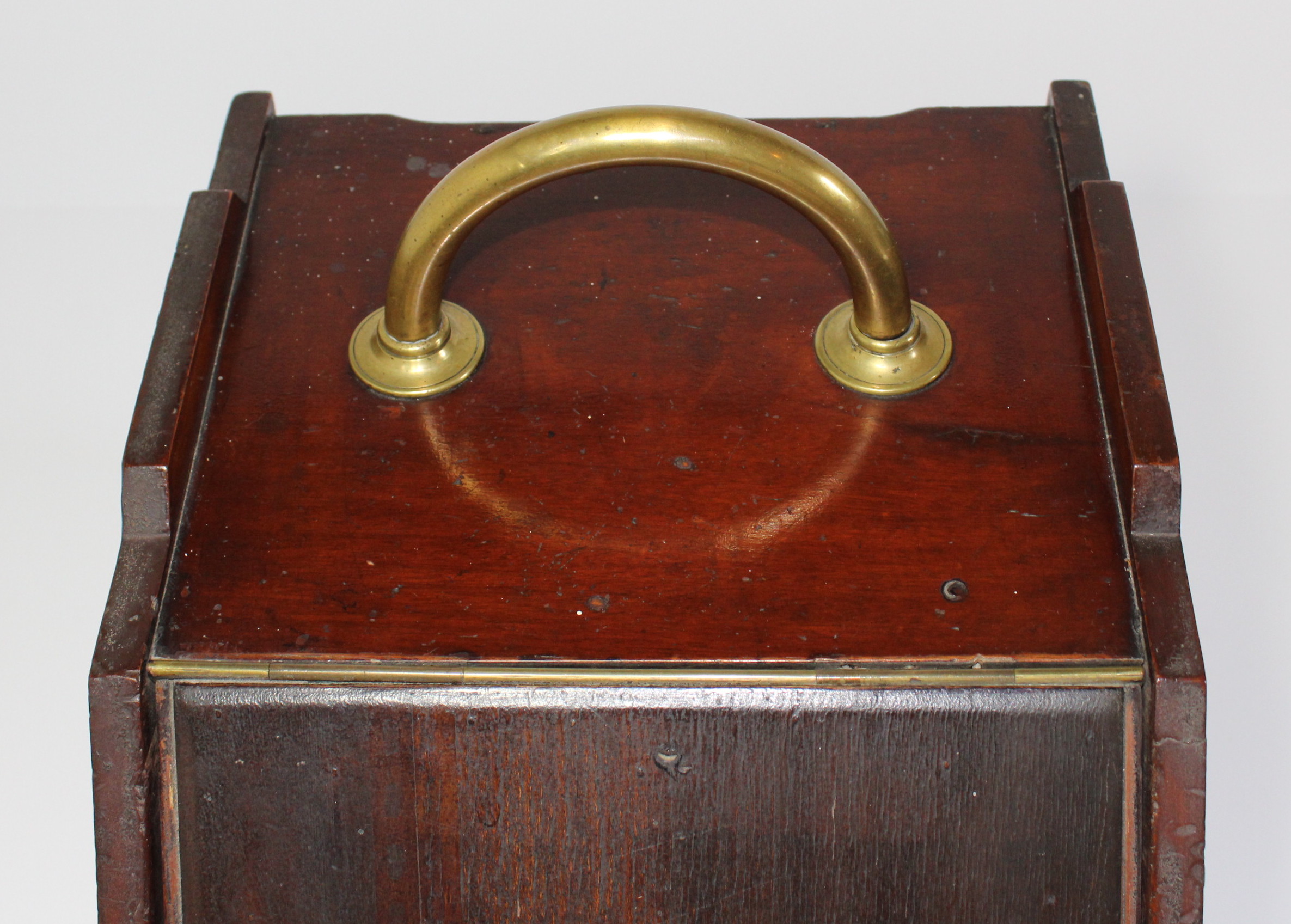 Antique Wood Coal Box With Fireplace Accessories