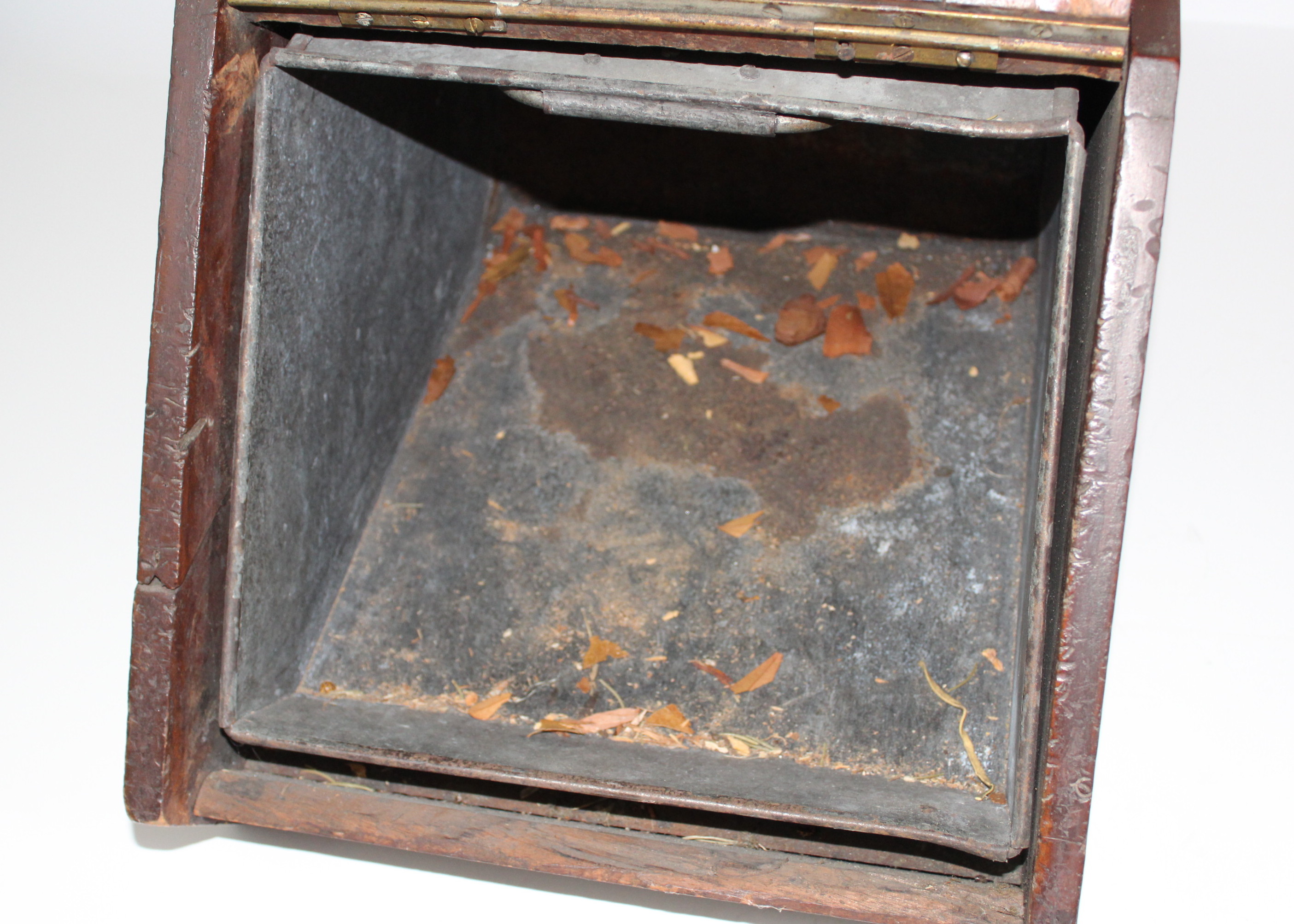 Antique Wood Coal Box With Fireplace Accessories