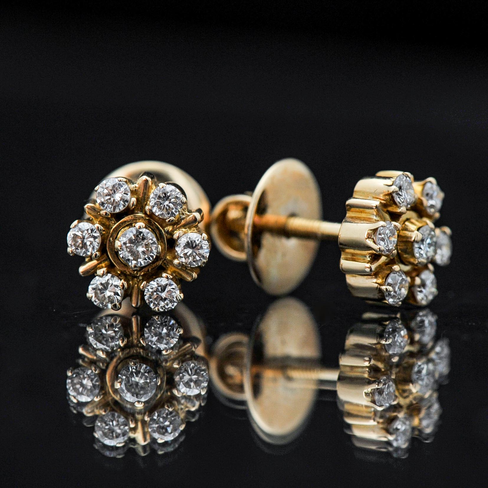 14k Yellow Gold Diamond Earrings