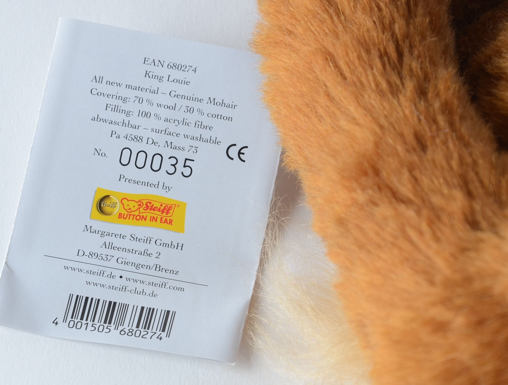 Steiff Disney Showcase Collection King Louie from Jungle Book