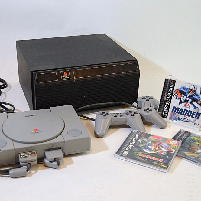 Sony Playstation with Game CD's and CD Storage Box