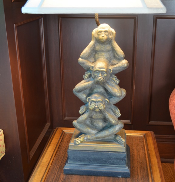 LampCrafters Lexington "Hear, See, Speak No Evil" Monkey Table Lamp