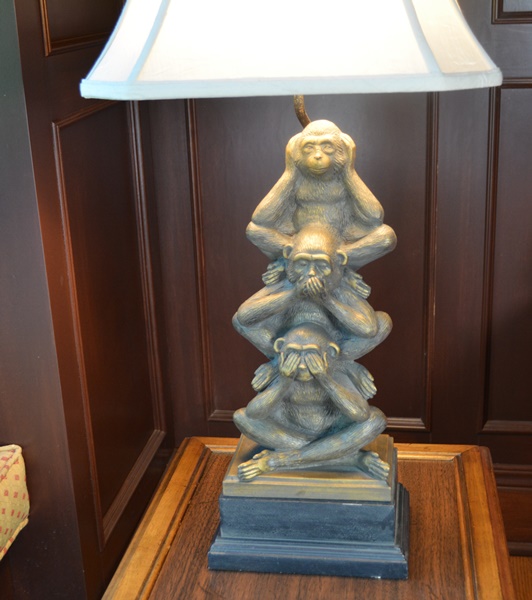 LampCrafters Lexington "Hear, See, Speak No Evil" Monkey Table Lamp