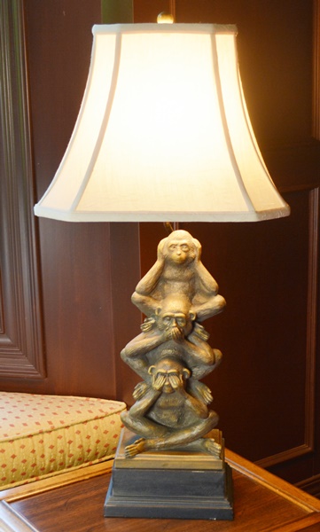 LampCrafters Lexington "Hear, See, Speak No Evil" Monkey Table Lamp