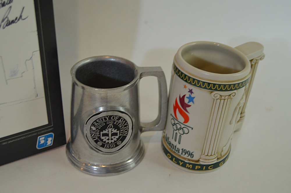 Baseball Memorabilia with Signed Johnny Bench Poster