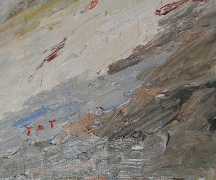TAT Impressionist Style Original Oil Painting of Beach Scene