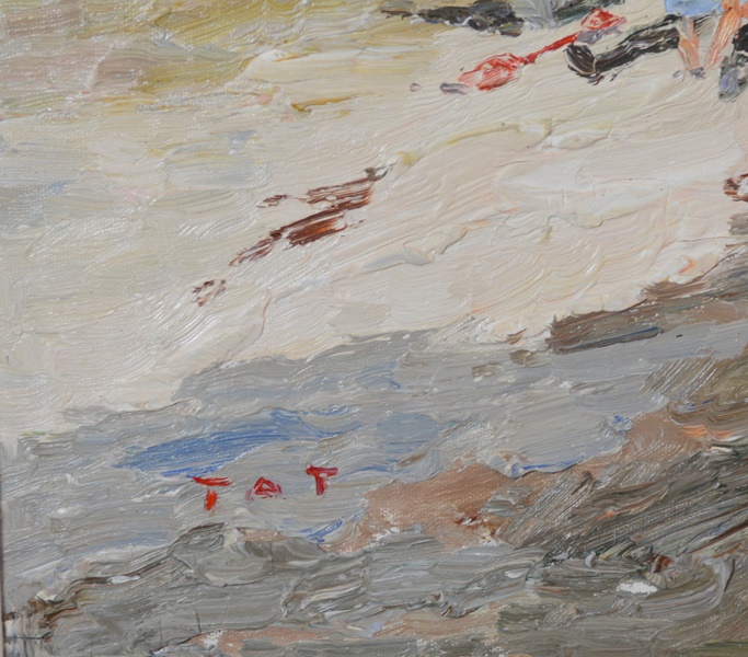 TAT Impressionist Style Original Oil Painting of Beach Scene