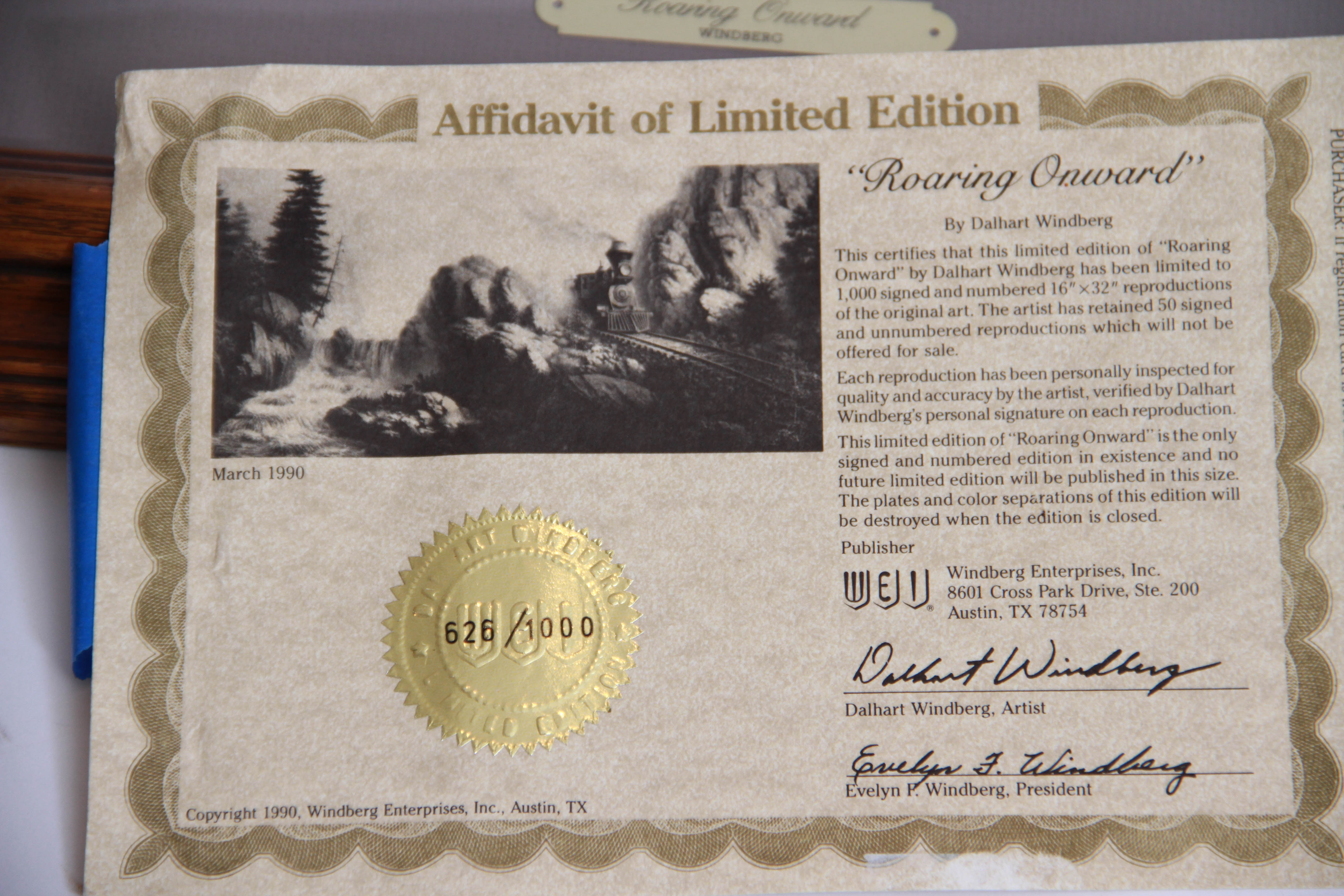 Signed Limited Edition Windberg Print "Roaring Onward"