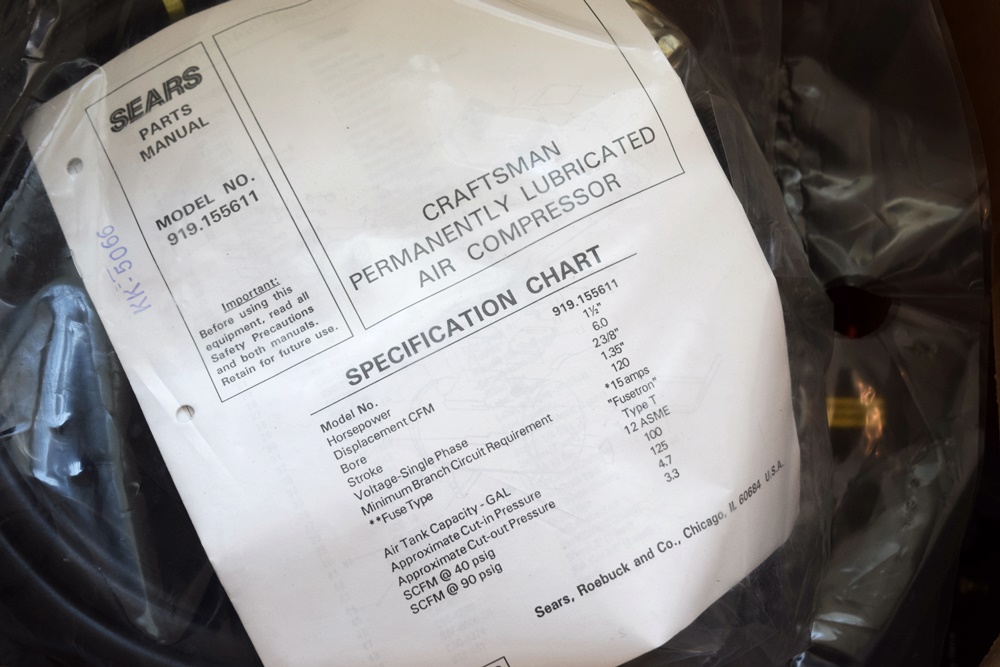 New and Unused Sears Craftsman Air Compressor Outfit