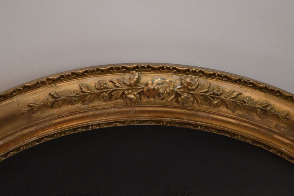 German Romantic School Oil on Canvas "Still Life with Peaches on a Cliff" c. 1850