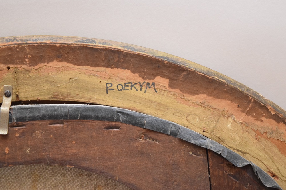 German Romantic School Oil on Canvas "Still Life with Peaches on a Cliff" c. 1850