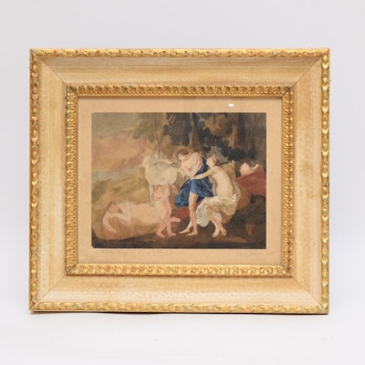 Alfred Elmore R.A. "Cephalus and Aurora, after Nicolas Poussin" Watercolor on Paper, Signed and Dated 1840 Alfred Elmore R.A. "Cephalus and Aurora, after Nicolas Poussin" Watercolor on Paper, Signed and Dated 1840