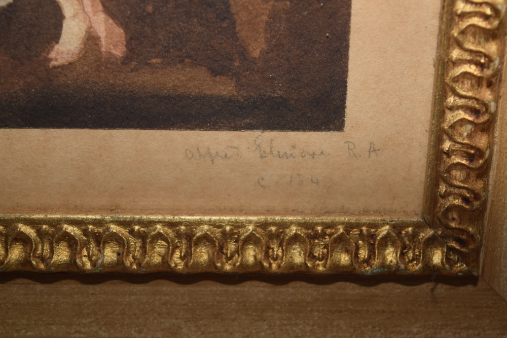 Alfred Elmore R.A. "Cephalus and Aurora, after Nicolas Poussin" Watercolor on Paper, Signed and Dated 1840