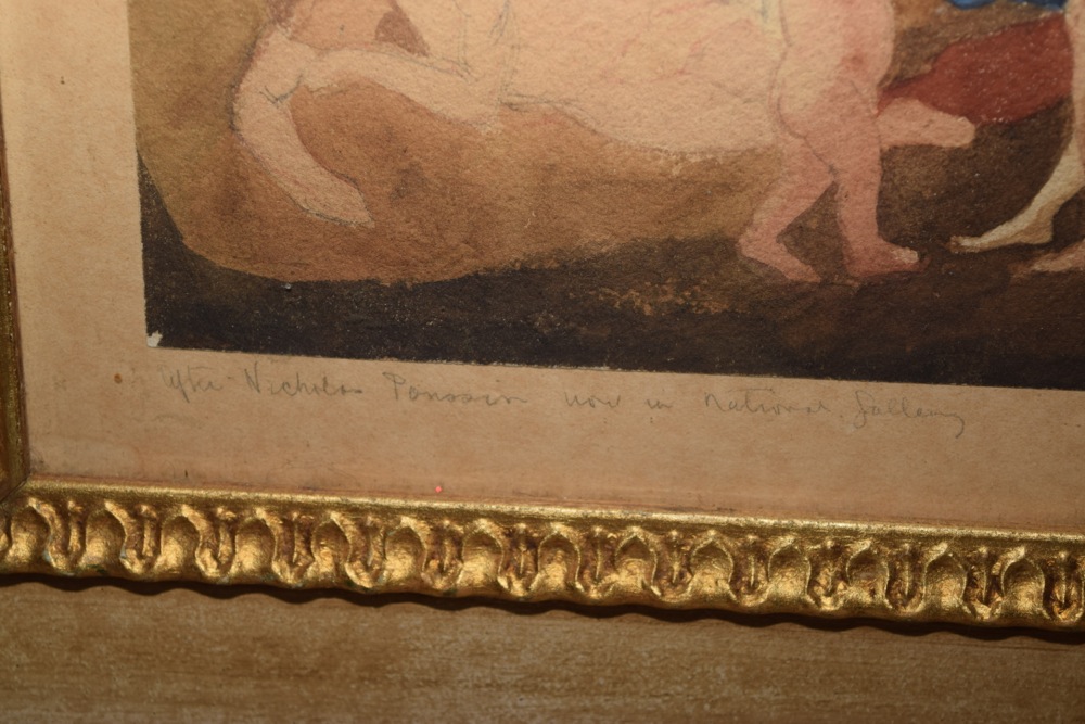 Alfred Elmore R.A. "Cephalus and Aurora, after Nicolas Poussin" Watercolor on Paper, Signed and Dated 1840