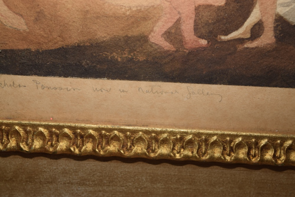 Alfred Elmore R.A. "Cephalus and Aurora, after Nicolas Poussin" Watercolor on Paper, Signed and Dated 1840