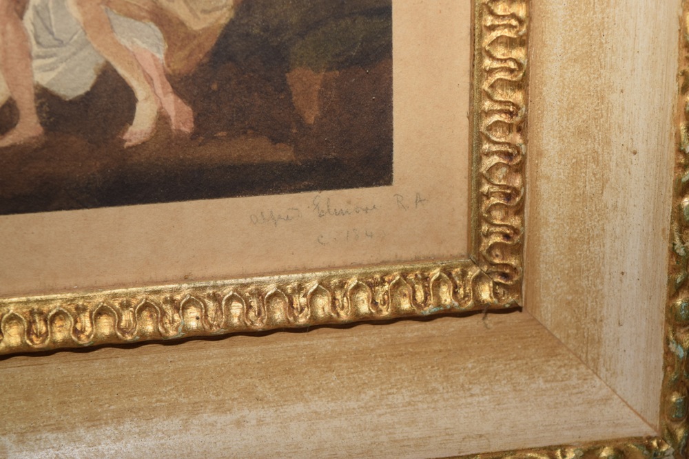 Alfred Elmore R.A. "Cephalus and Aurora, after Nicolas Poussin" Watercolor on Paper, Signed and Dated 1840