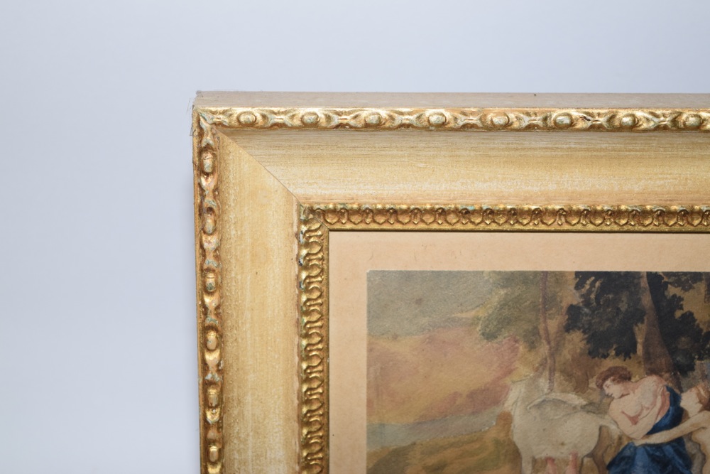 Alfred Elmore R.A. "Cephalus and Aurora, after Nicolas Poussin" Watercolor on Paper, Signed and Dated 1840