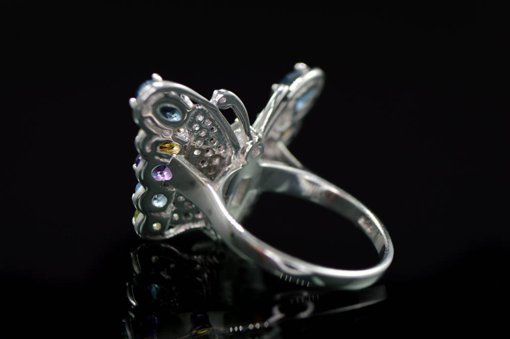 Robert Manse Sterling Silver and Semi Precious Gemstone Butterfly Ring