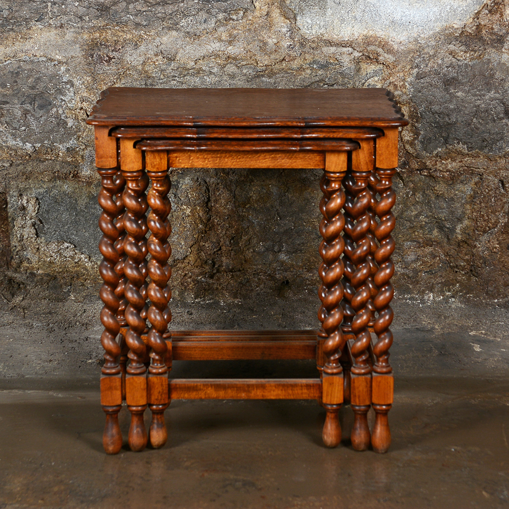 Oak Barley Twist Nesting Tables EBTH