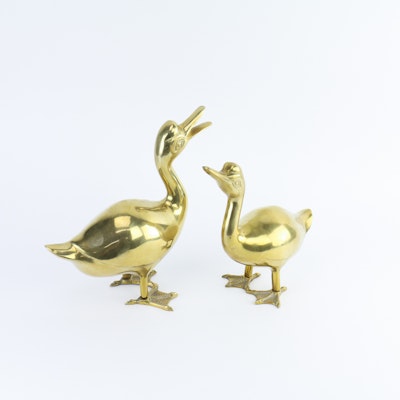 Pair of Brass Duck Sculptures Pair of Brass Duck Sculptures