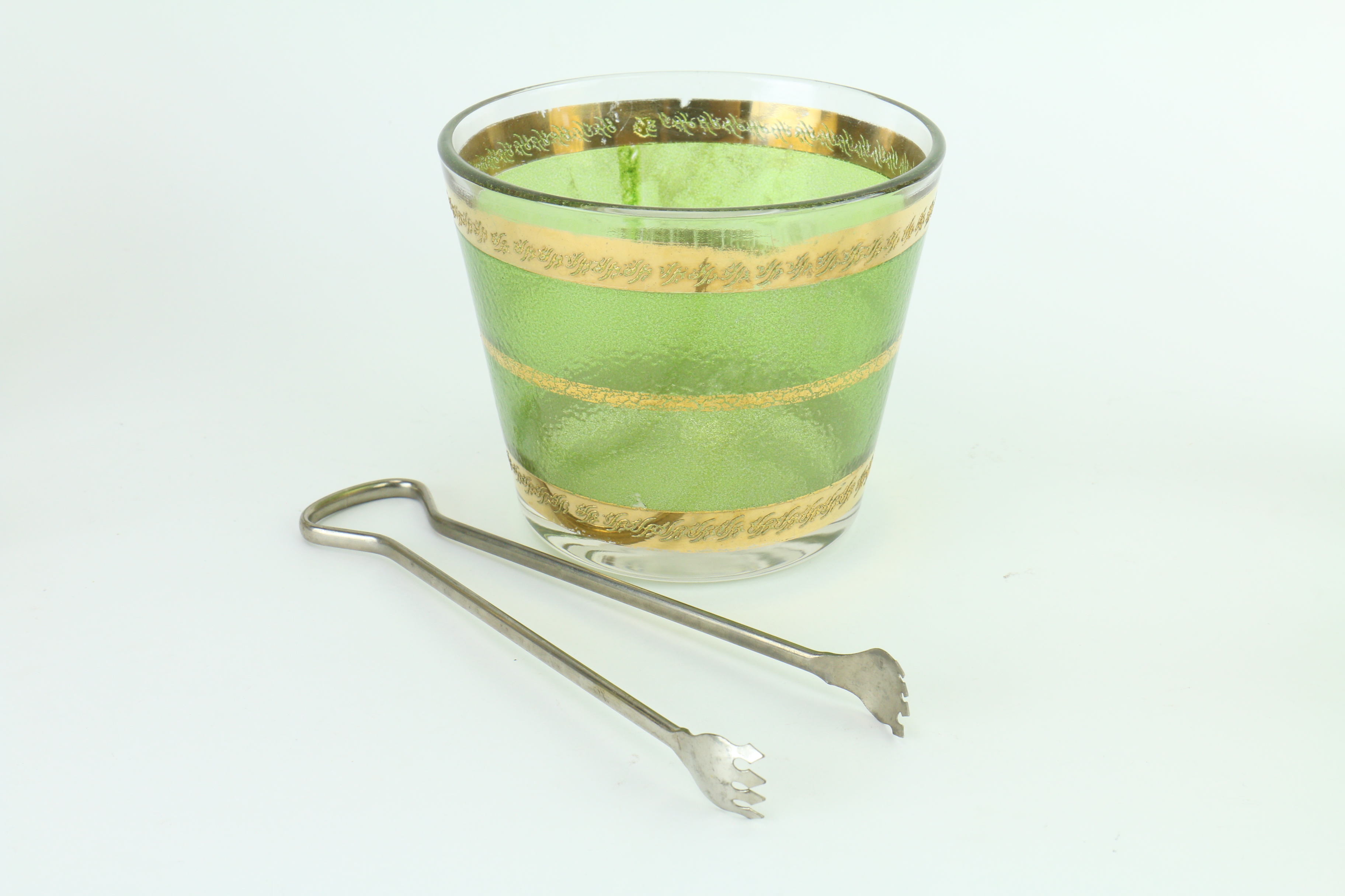 Mid-Century Culver Glass Cocktail Set with Ice Bucket