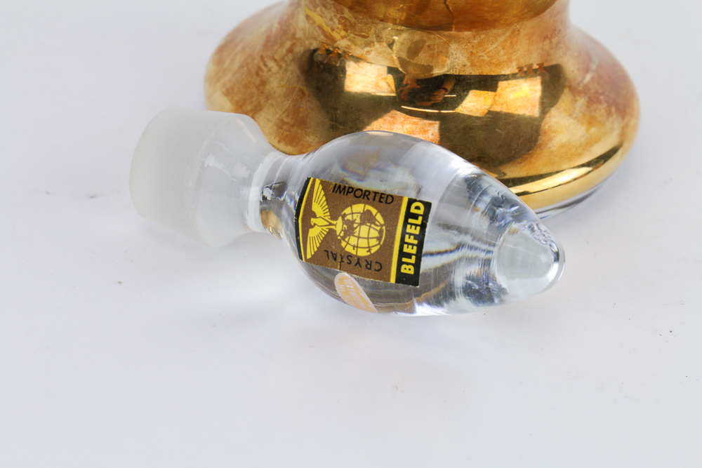 Blefeld Czechoslovakian Liquor Decanter and Six Spirits Glasses