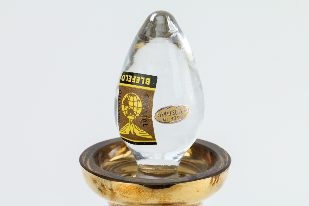 Blefeld Czechoslovakian Liquor Decanter and Six Spirits Glasses