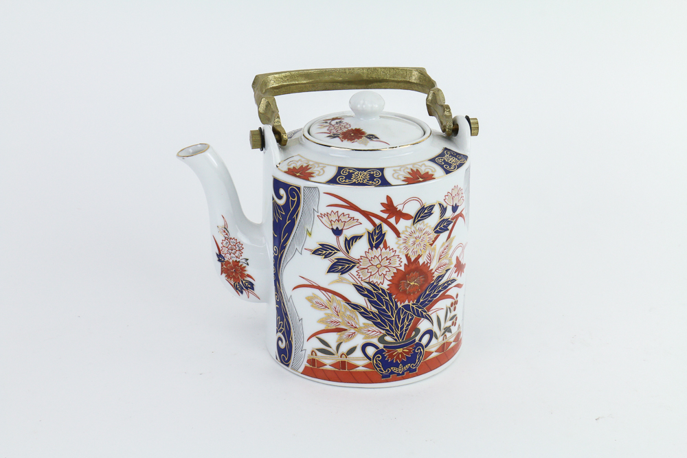 Three-Piece Hand-Decorated China Tea Set