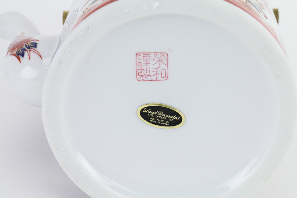 Three-Piece Hand-Decorated China Tea Set