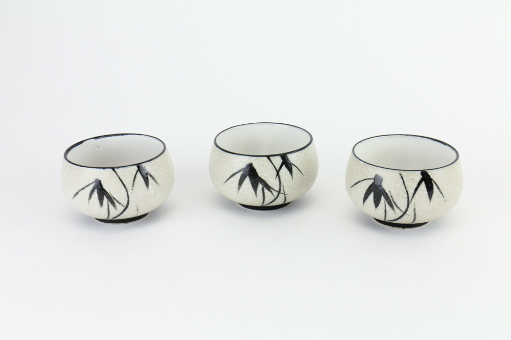 Four Japanese Hand-Painted Tea Bowls